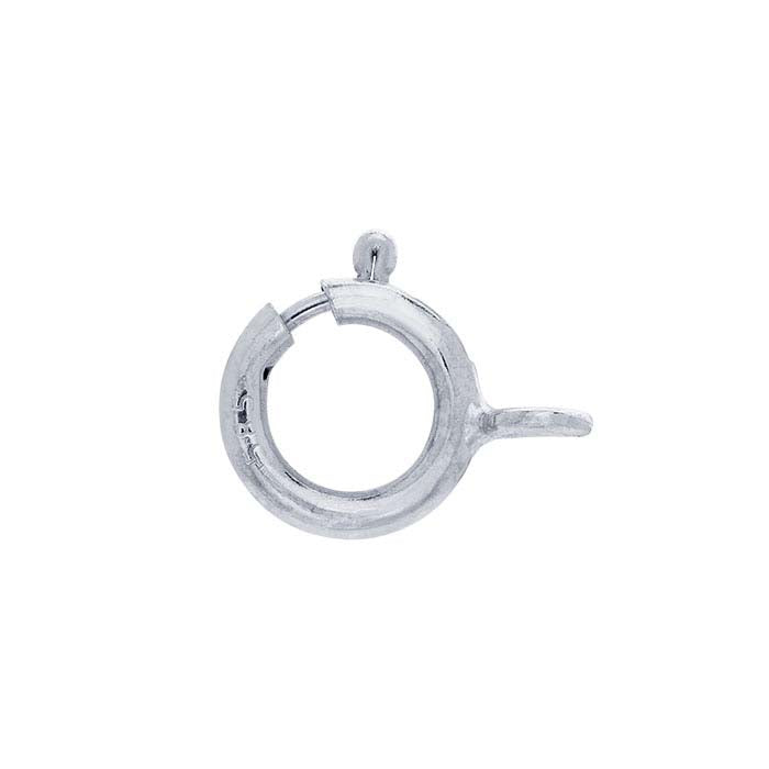 Chiusura a molla in oro bianco 14K 8,5 x 6 mm con anello