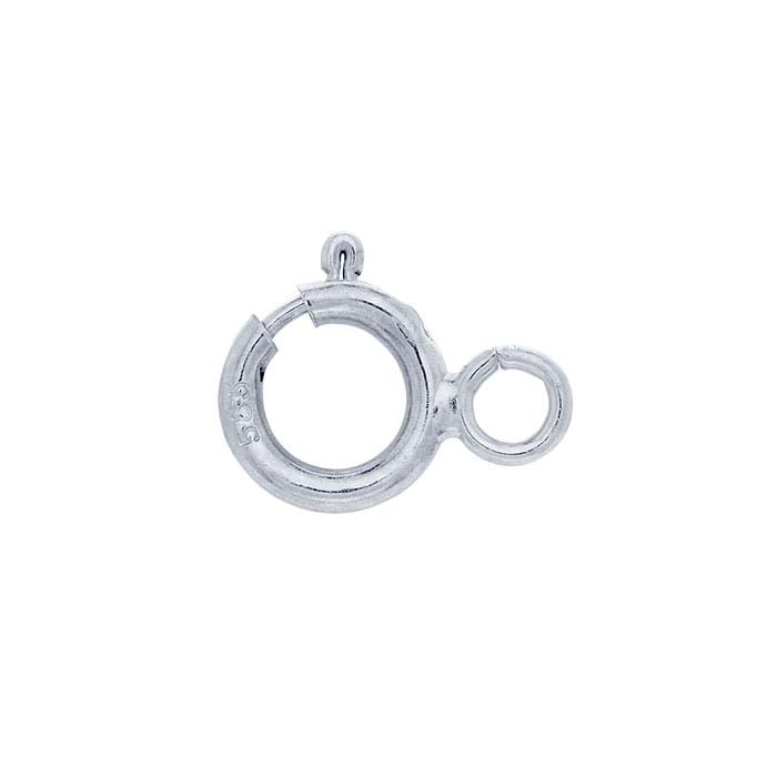 14K Vitt Guld 6,7 x 5,5 mm Platt Fjäderringslås med Ring