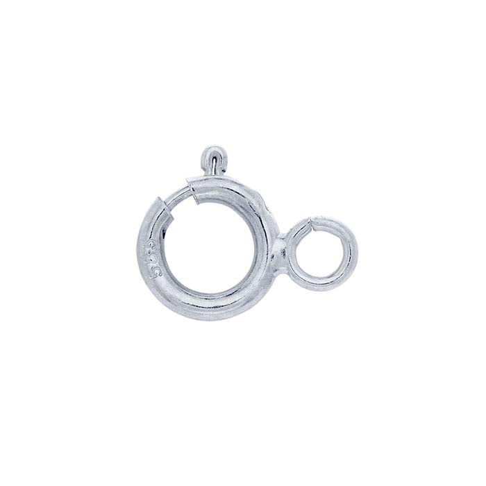 14K Vitt Guld 7,5 x 5 mm Platt Fjäderringslås med Ring