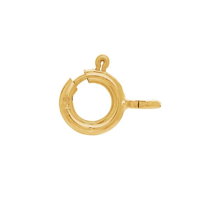 14K Gult Guld 10,7 x 7 mm Fjäderringslås med Ring