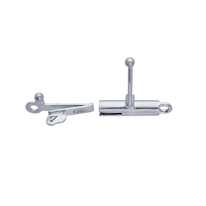 Barilotto rotondo 16 x 3,2 mm in oro bianco 14K con chiusura di sicurezza