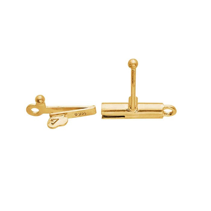 Barilotto rotondo 16 x 3,2 mm in oro giallo 14K con chiusura di sicurezza