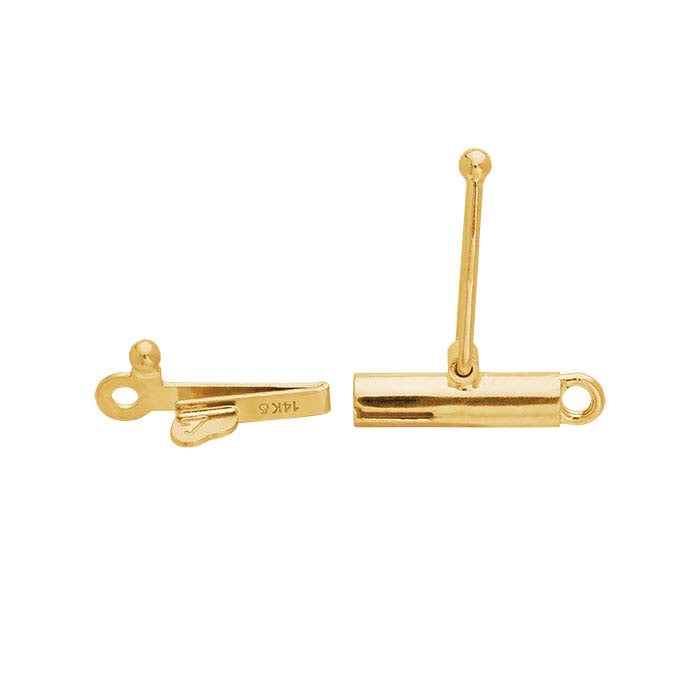 Barilotto rotondo 15 x 2mm in oro giallo 14K con chiusura di sicurezza