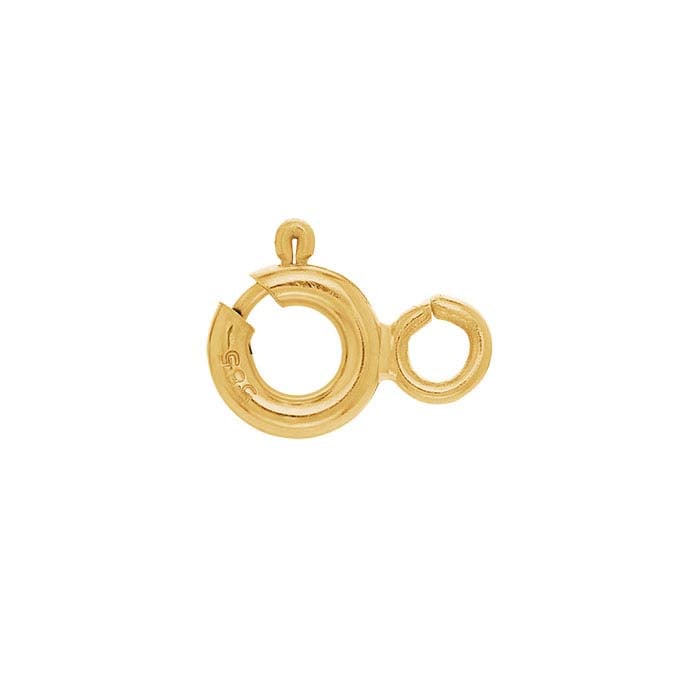 14K Gult Guld 8,7 x 5,5 mm Platt Fjäderringslås med Ring
