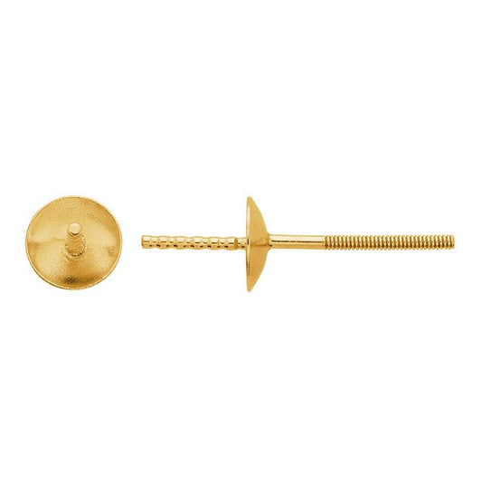 Montatura per orecchino a perno con perla da 5 mm in oro giallo 14K