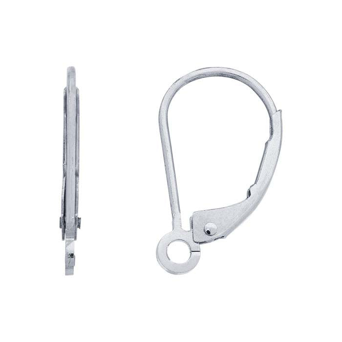 Filo Orecchino a Leva in Oro Bianco 14K con Anello