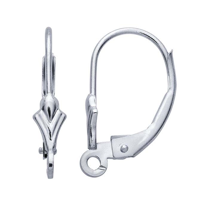 Filo per Orecchio a Leva Fleur-de-Lis in Oro Bianco 14K