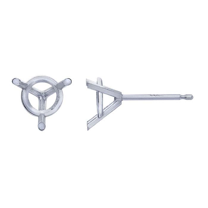 14K White Gold Round Post Earring Mounting