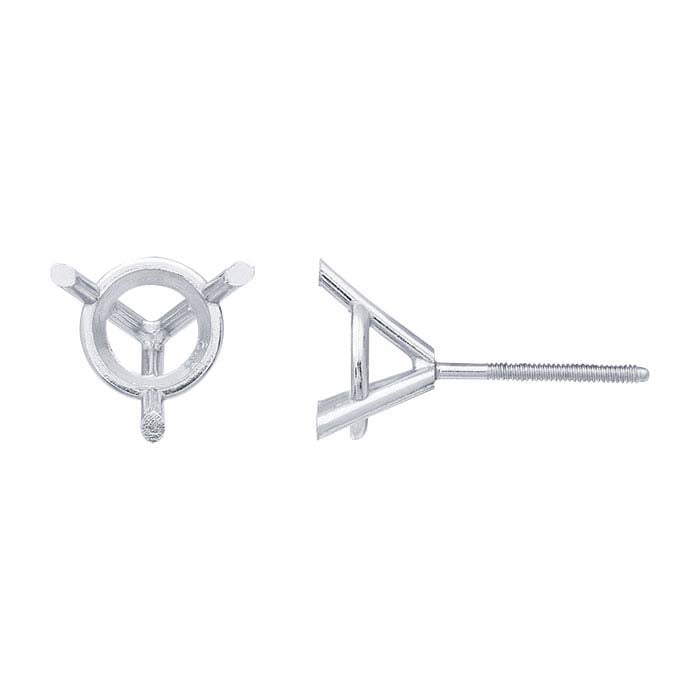 Montatura per orecchino a perno rotondo filettato da 4 mm in oro bianco 14K