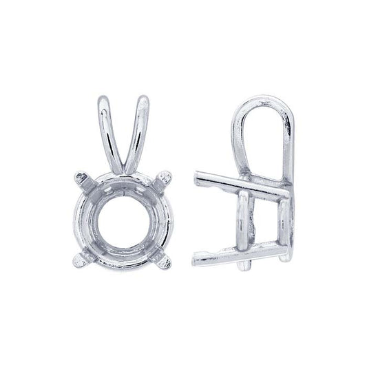14K White Gold 6.5mm Round Basket Pendant Mounting
