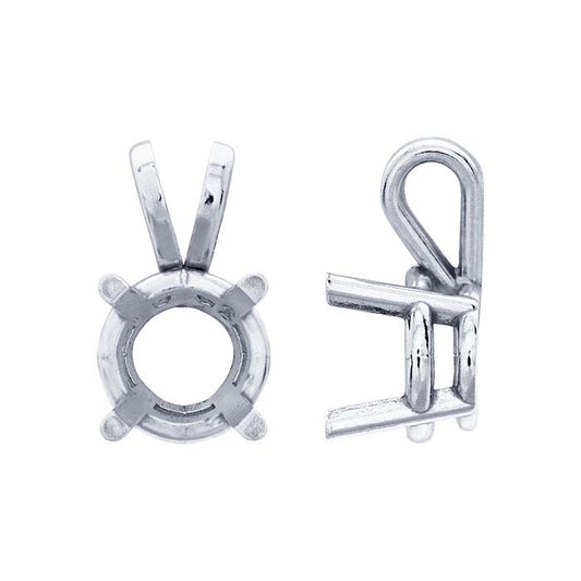 14K White Gold 6.5mm Round Basket Pendant Mounting