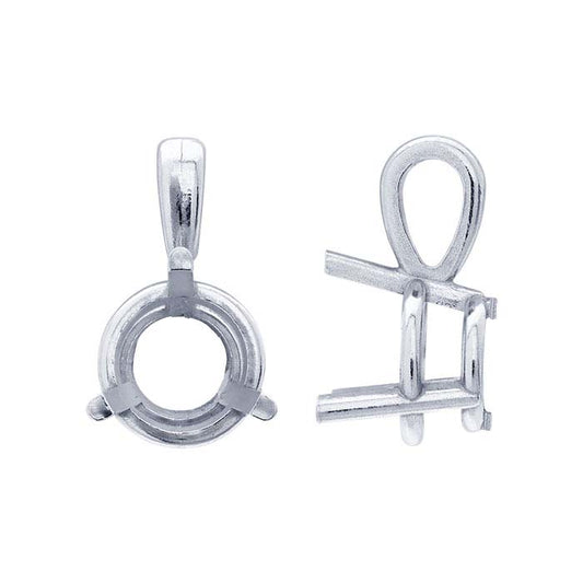 14K White Gold Round Basket Pendant Mounting