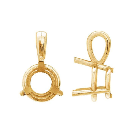 14K Yellow Gold 6.5mm Round Basket Pendant Mounting