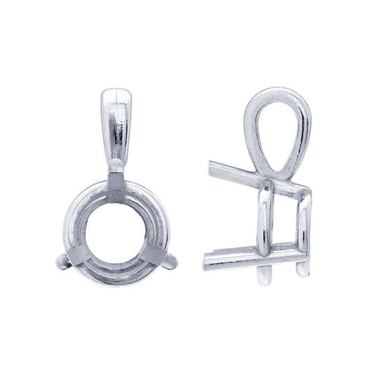 14K White Gold Round Basket Pendant Mounting