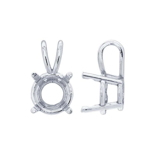 14K White Gold 5.5mm Round Basket Pendant Mounting