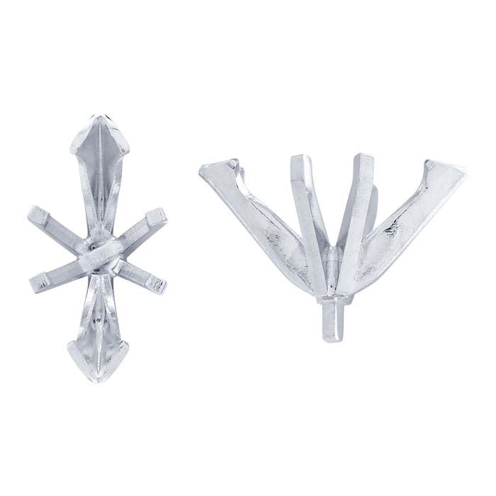 14K White Gold Marquise V-Prong 6-Prong Setting with Peg