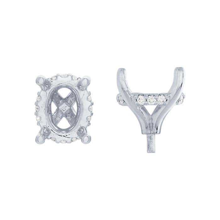 14K White Gold Oval Semi-Mount 4-Prong Setting with Peg