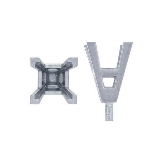 14K White Gold 4.5mm Square Tall V-Prong 4-Prong Setting with Peg