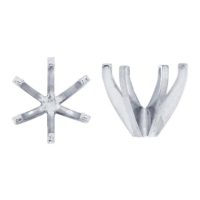 Montatura a 6 punte in oro bianco 14K, base bassa, rotonda da 8,6 mm