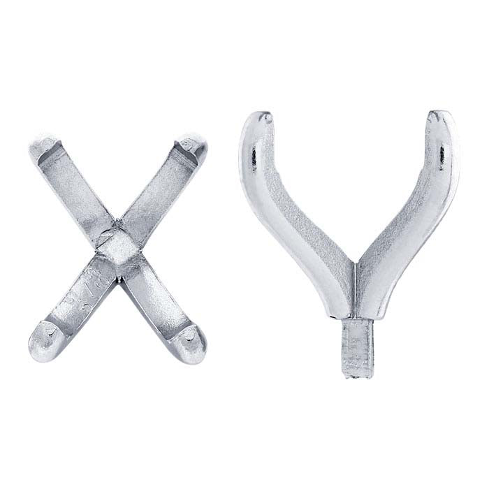 Impostazione a 4 punte con perno in oro bianco 14K, taglio smeraldo 8 x 6 mm