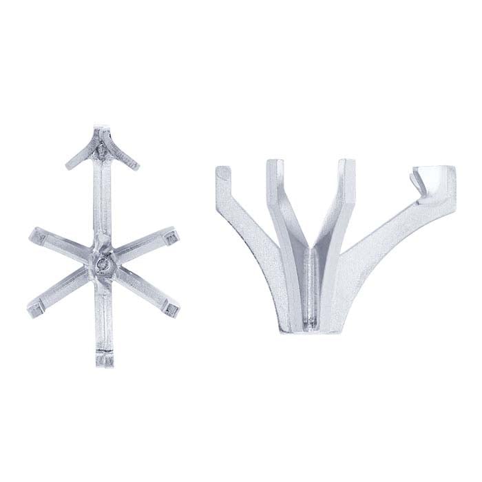 Impostazione a 6 punte a V in oro bianco 14K, pera 12 x 7,5 mm