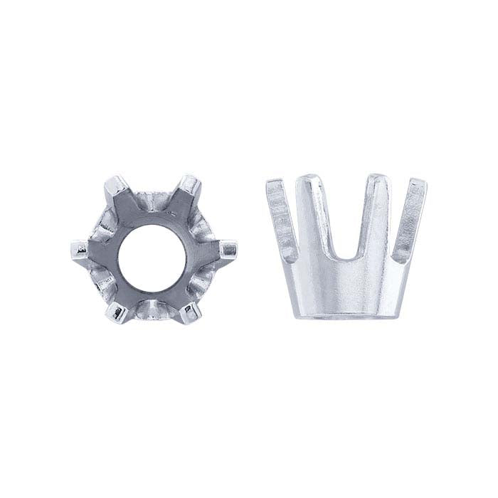 Impostazione a 6 punte rotonda da 4,9 mm in oro bianco 14K