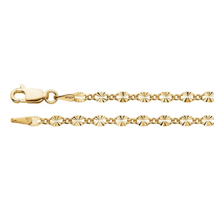 14/20 Yellow Gold-Filled Patterned Long & Short Chain