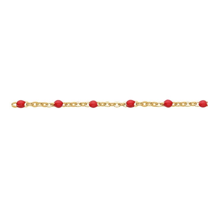 14/20 Yellow Gold-Filled Red Enameled 1.65mm Cable Chain, By the Foot
