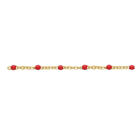 14/20 Yellow Gold-Filled Red Enameled 1.65mm Cable Chain, By the Foot