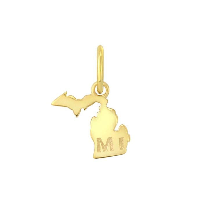 Ciondolo Stato in Oro Giallo 14K, Michigan