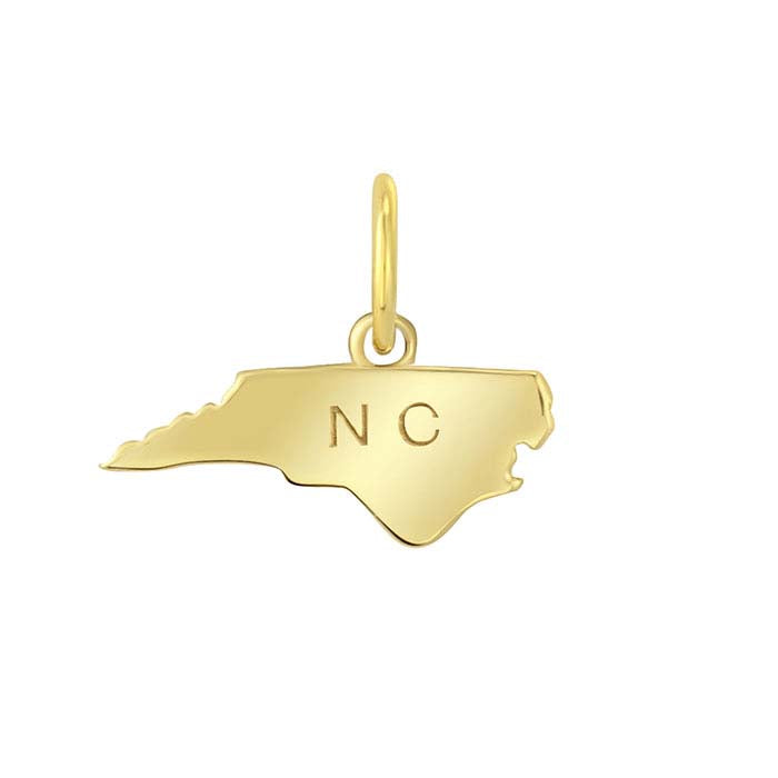 Ciondolo Stato in Oro Giallo 14K, North Carolina