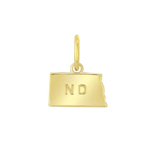 Ciondolo Stato in Oro Giallo 14K, North Dakota