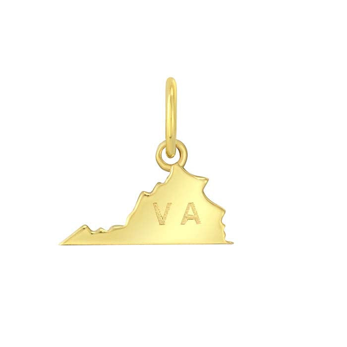 Ciondolo Stato in Oro Giallo 14K, Virginia