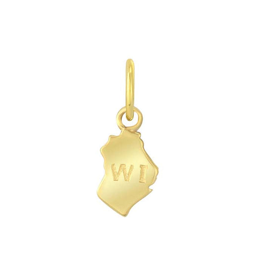 Ciondolo Stato in Oro Giallo 14K, Wisconsin