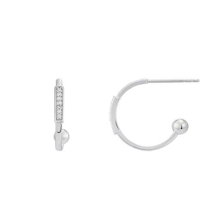 Diamond-Set 3/4 Hoop Earring with Ball