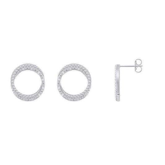 Lab-Grown Diamond-Set Circle Post Earrings