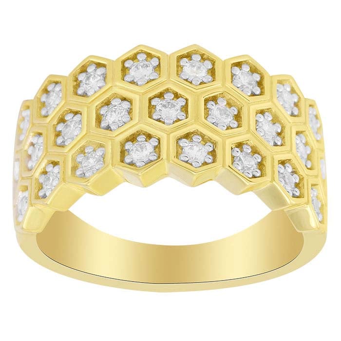 Lab-Grown Diamond-Set Three-Row Ring