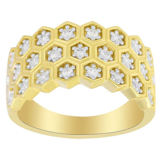 Lab-Grown Diamond-Set Three-Row Ring