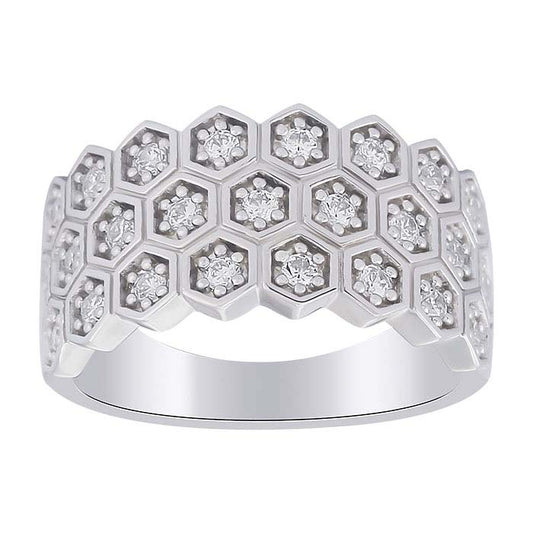 Lab-Grown Diamond-Set Three-Row Ring