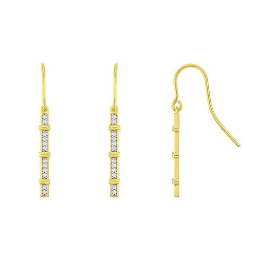 Lab-Grown Diamond-Set Earrings with Rectangle Drop