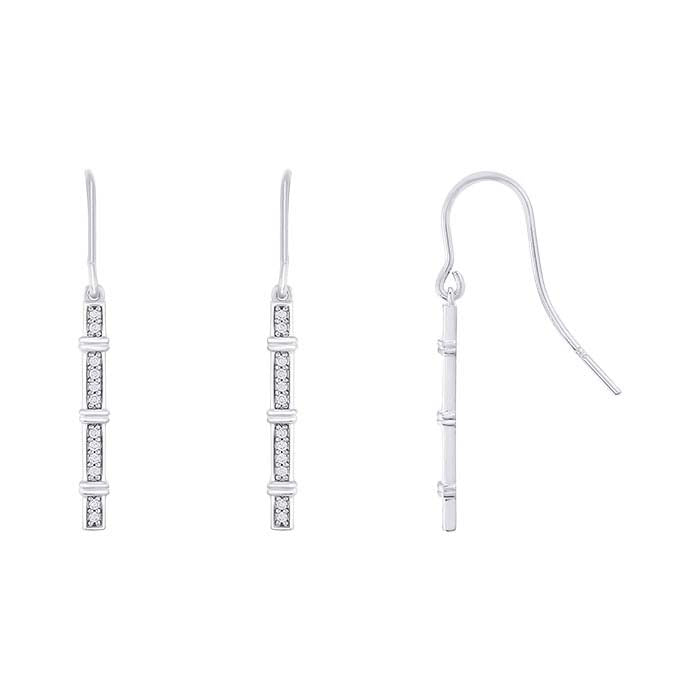 Lab-Grown Diamond-Set Earrings with Rectangle Drop