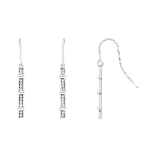 Lab-Grown Diamond-Set Earrings with Rectangle Drop