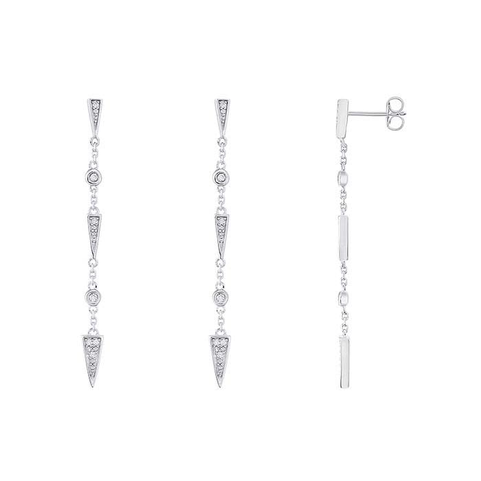 Lab-Grown Diamond-Set Arrow Drop Post Earrings