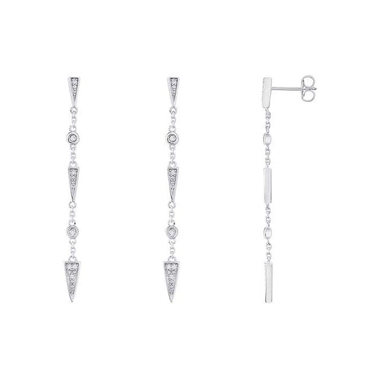 Lab-Grown Diamond-Set Arrow Drop Post Earrings