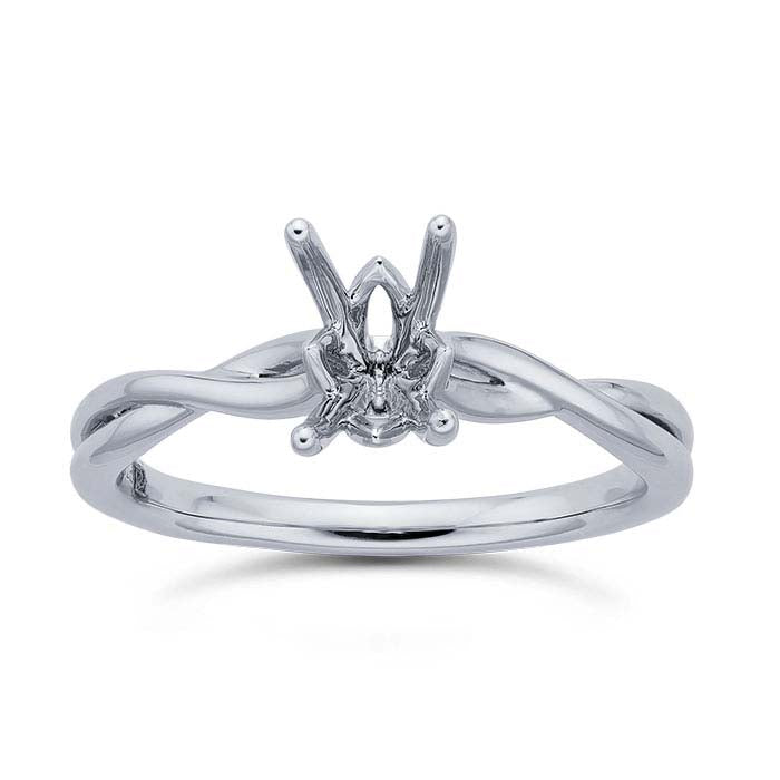 Platinum Emerald-Cut Engagement Ring Mounting