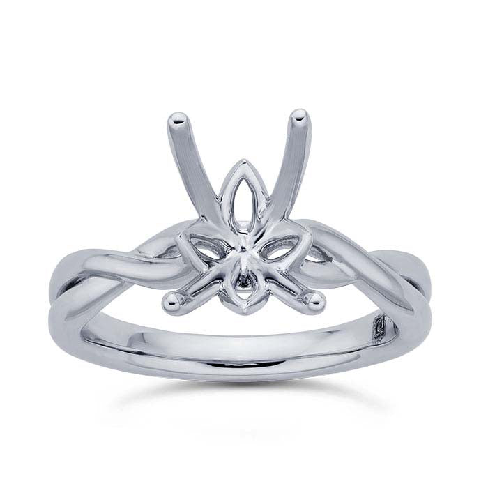 Platinum Emerald-Cut Engagement Ring Mounting