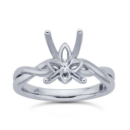 Platinum Emerald-Cut Engagement Ring Mounting