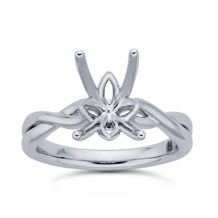 Platinum Emerald-Cut Engagement Ring Mounting