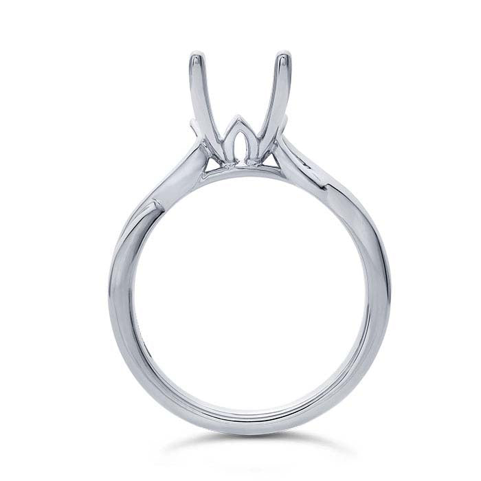 Platinum Emerald-Cut Engagement Ring Mounting