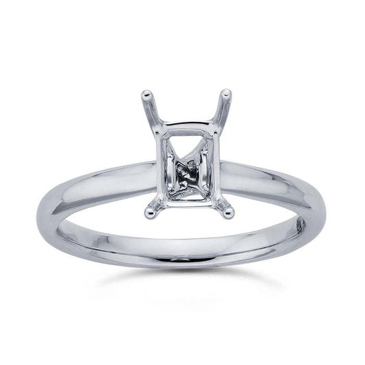 Platinum Emerald-Cut Engagement Ring Mounting